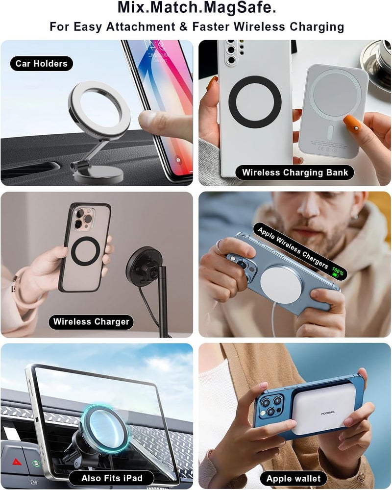 KALAPOP for Magsafe Magnetic Ring,2 Pack- Compatibile with MagSafe Accessories/Charger/Mount/Wallet/Case/Kindle for iPhone 17/Air/16/15/14/13/12/11, Pixel 9, Samsung Galaxy Z Fold/Z Flip/S - Image 4